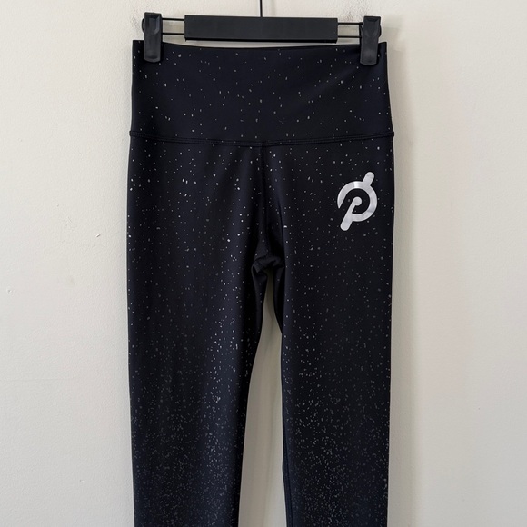 Peloton Sparkle Flex Leggings Black Silver Sparkle Gunmetal Flecks Size Medium - Picture 3 of 9